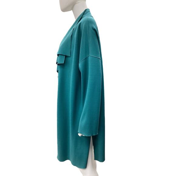 St. John Cardigan Women’s Size M Open Layered Wool Blend Waterfall Turquoise - Picture 3 of 5